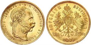 20 Франк / 8 Флорін Австро-Угорщина (1867-1918) Золото Франц Иосиф I (1830 - 1916)