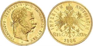 20 Франк / 8 Флорін Австро-Угорщина (1867-1918) Золото Франц Иосиф I (1830 - 1916)