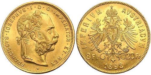 20 Франк / 8 Флорін Австро-Угорщина (1867-1918) Золото Франц Иосиф I (1830 - 1916)
