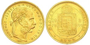 20 Франк / 8 Форінт Австро-Угорщина (1867-1918) Золото Франц Иосиф I (1830 - 1916)