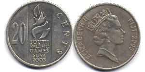 20 Цент Fiji (1970 - )  Елизавета II (1926-2022)