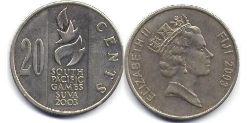 20 Цент Fiji (1970 - )  Елизавета II (1926-2022)