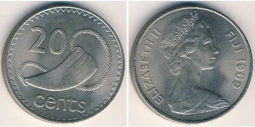 20 Цент Fiji (1970 - ) Никель/Медь Елизавета II (1926-2022)