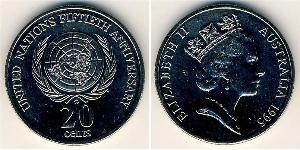 20 Цент Австралия (1939 - ) Никель/Медь Елизавета II (1926-2022)
