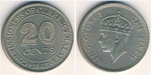 20 Цент Малайский Союз (1946 - 1948) Никель/Медь Георг VI (1895-1952)