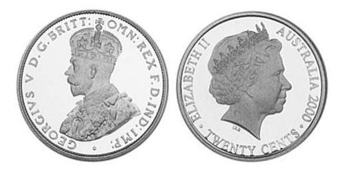 20 Цент Австралия (1939 - ) Серебро Елизавета II (1926-2022)