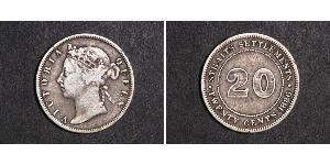 20 Цент Стрейтс-Сетлментс (1826 - 1946) Серебро Виктория (1819 - 1901)