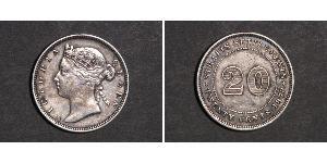 20 Цент Стрейтс-Сетлментс (1826 - 1946) Срібло Вікторія (1819 - 1901)