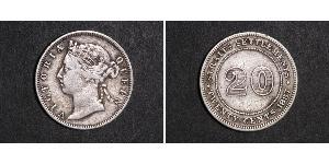 20 Цент Стрейтс-Сетлментс (1826 - 1946) Срібло Вікторія (1819 - 1901)