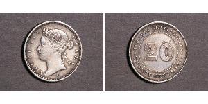 20 Цент Стрейтс-Сетлментс (1826 - 1946) Срібло Вікторія (1819 - 1901)