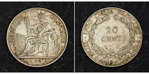 20 Цент Французький Индокитай (1887-1954) Срібло 
