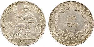 20 Цент Французький Индокитай (1887-1954) Срібло 