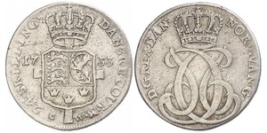 24 Skilling Danimarca Argento Cristiano VI di Danimarca (1699 - 1746)