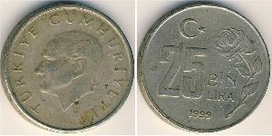 25000 Лира Турция (1923 - ) Никель/Латунь 