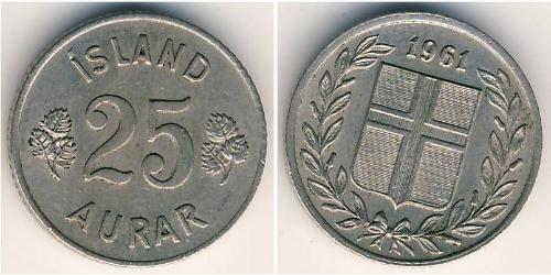25 Aurar Islandia (1944 - ) Níquel/Cobre 