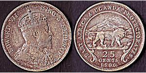 25 Cent Afrique orientale britannique (1895-1920) Argent Édouard VII (1841-1910)