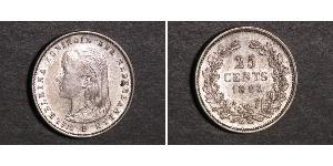 25 Cent Royaume des Pays-Bas (1815 - ) Argent Wilhelmine (reine des Pays-Bas)(1880 - 1962)