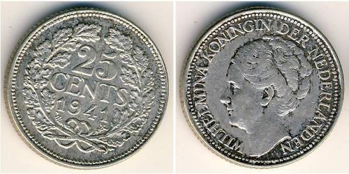 25 Cent Royaume des Pays-Bas (1815 - ) Argent Wilhelmine (reine des Pays-Bas)(1880 - 1962)