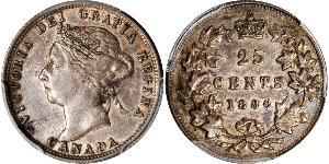 25 Cent Canada Argento Vittoria (1819 - 1901)
