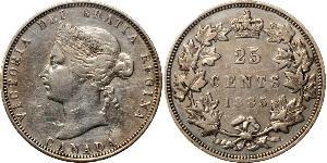 25 Cent Canada Argento Vittoria (1819 - 1901)