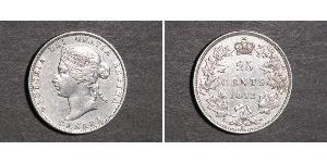25 Cent Canada Argento Vittoria (1819 - 1901)