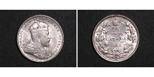 25 Cent Canada Argento Edoardo VII (1841-1910)