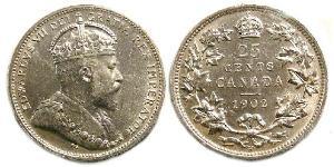 25 Cent Canada Argento Edoardo VII (1841-1910)