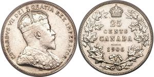 25 Cent Canada Argento Edoardo VII (1841-1910)