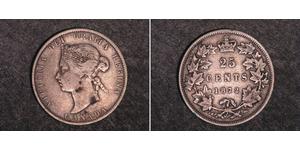 25 Cent Canada Argento Vittoria (1819 - 1901)