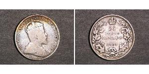 25 Cent Canada Argento Edoardo VII (1841-1910)