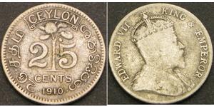 25 Cent Sri Lanka (1948 - ) Argento Edoardo VII (1841-1910)