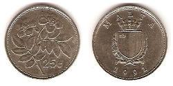 25 Cent Malta (1964 - ) Copper/Nickel 
