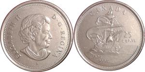25 Cent Kanada Nickel Elizabeth II (1926-2022)