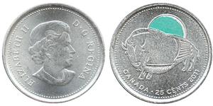 25 Cent Canadá Níquel Isabel II (1926-2022)