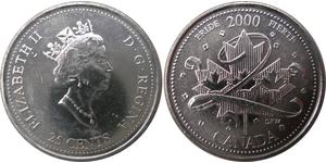 25 Cent Canadá Níquel Isabel II (1926-2022)