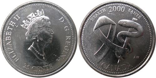 25 Cent Canadá Níquel Isabel II (1926-2022)