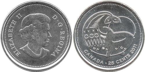 25 Cent Canadá Níquel Isabel II (1926-2022)