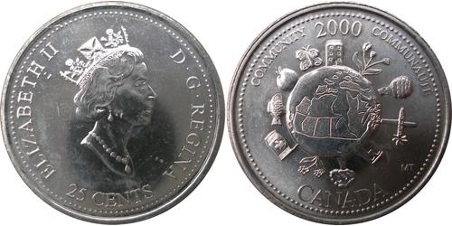 25 Cent Canadá Níquel Isabel II (1926-2022)