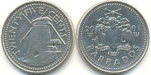 25 Cent Barbados Níquel/Cobre 