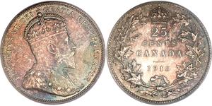 25 Cent Canadá Plata Eduardo VII (1841-1910)