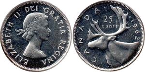 25 Cent Canadá Plata Isabel II (1926-2022)