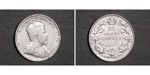25 Cent Canadá Plata Eduardo VII (1841-1910)