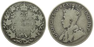 25 Cent Kanada Silber George V (1865-1936)