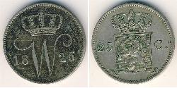 25 Cent Königreich der Niederlande (1815 - ) Silber William I of the Netherlands (1772 - 1843)