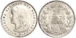 25 Cent Königreich der Niederlande (1815 - ) Silber Wilhelmina (Niederlande)(1880 - 1962)