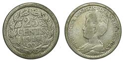 25 Cent Königreich der Niederlande (1815 - ) Silber Wilhelmina (Niederlande)(1880 - 1962)