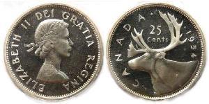 25 Cent 加拿大 銀 伊丽莎白二世 (1926-2022)