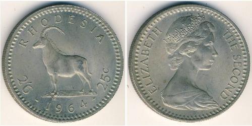 25 Cent / 1/2 Crown Rhodésie (1965 - 1979) Cuivre/Nickel 