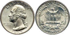 25 Cent / 1/4 Dólar Estados Unidos de América (1776 - ) Cobre/Plata George Washington