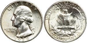 25 Cent / 1/4 Dólar Estados Unidos de América (1776 - ) Cobre/Plata George Washington